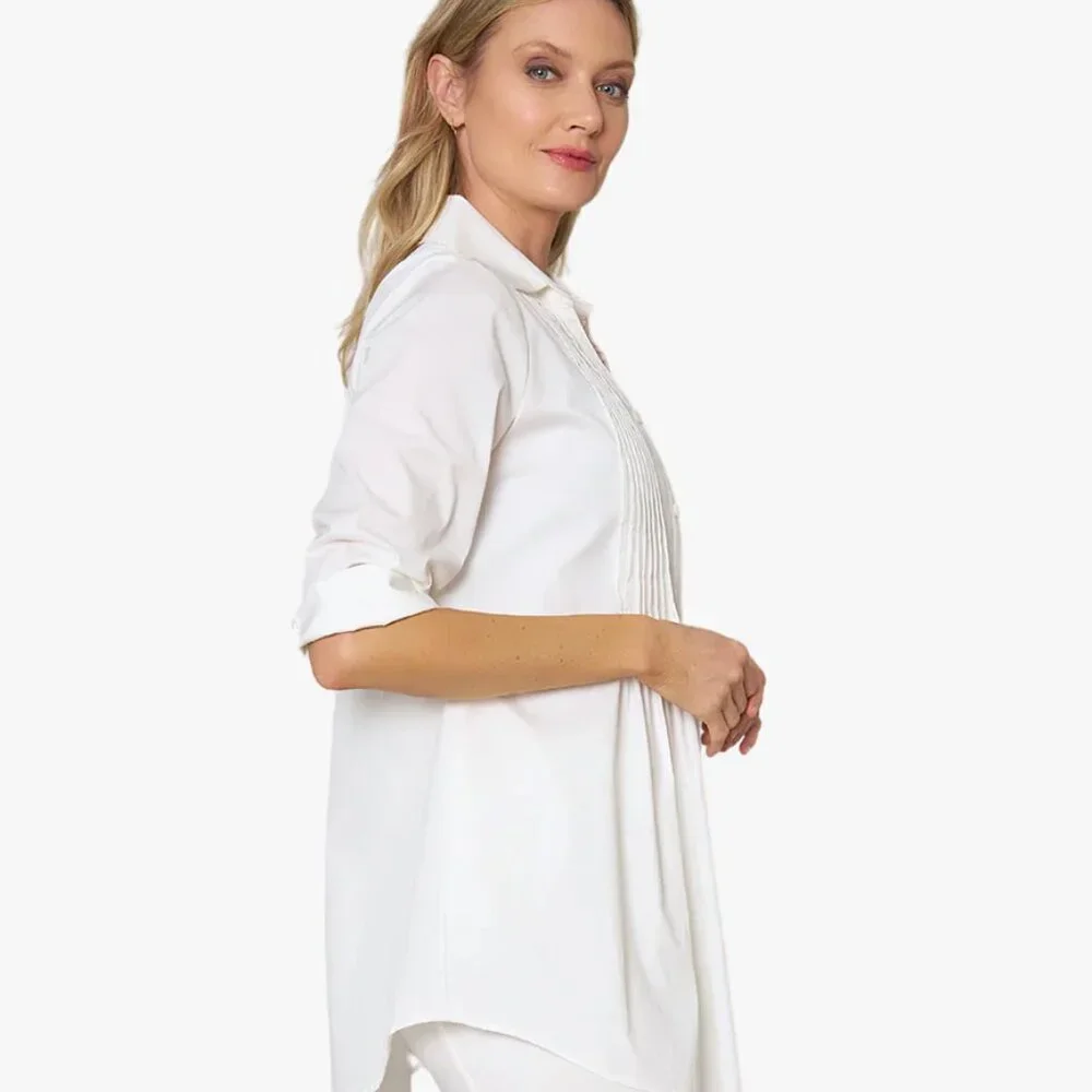 NEW STELLA CARAKASI Pintuck Tunic Soft White Women's XS